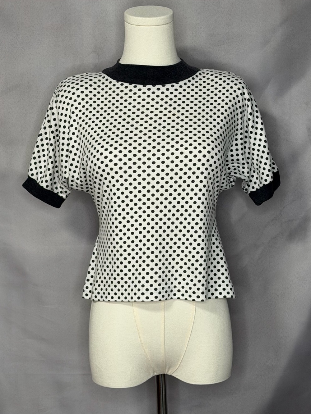 Outside Chance White & Black Polka Dot Top 80s Vintage